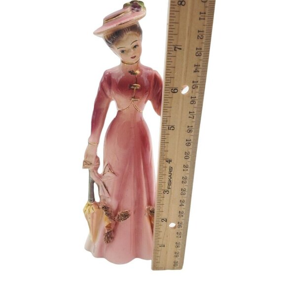 Vintage Japan‎ Victorian Lady w/Flower Basket Porcelain Figurine Kelvin Statue - Picture 10 of 10